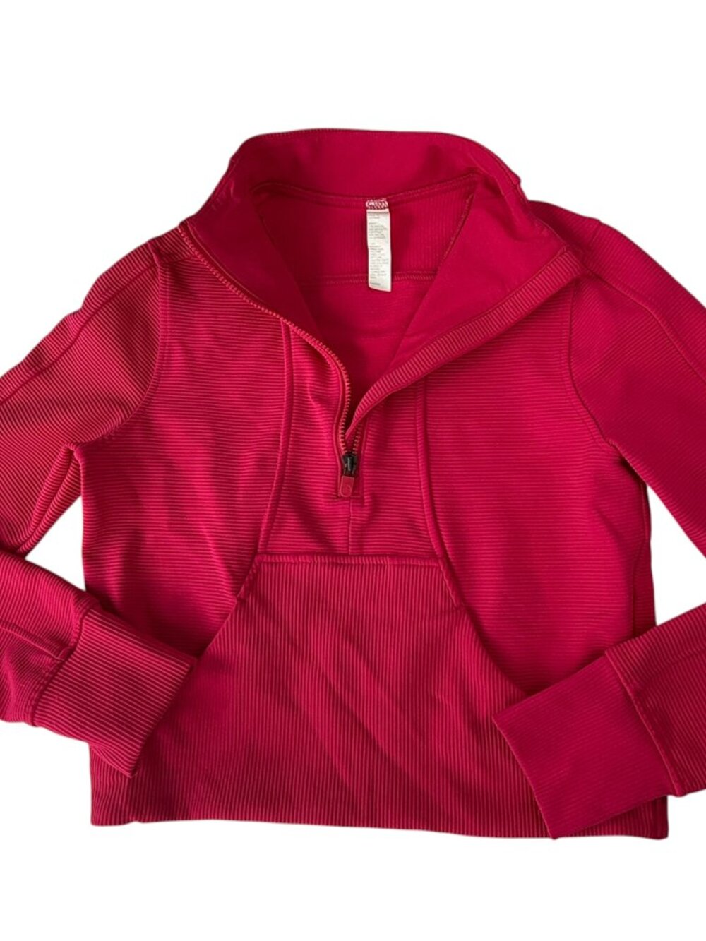 ZELLA Pink Cropped Half Zip Pullover Mock Neck. Size Girl's Medium Ribbed, PINK